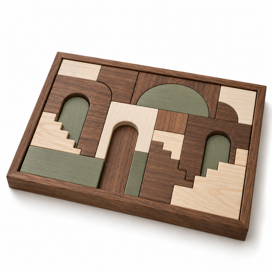 Puzzel met architecturale vormen