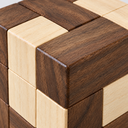 Tweekleurige houten kubuspuzzel