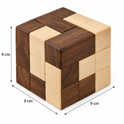 Tweekleurige houten kubuspuzzel
